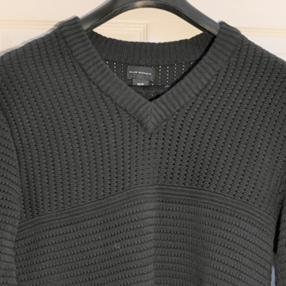 Club Monaco Women's Knitted Pullover V-neck Ribbed Sweater Black Size XS - Picture 4 of 6
